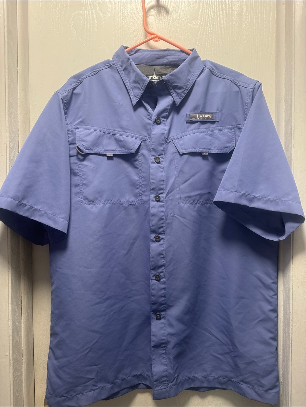 Men's Short-Sleeve Casual Button-Down Shirt in Periwinkle Blue